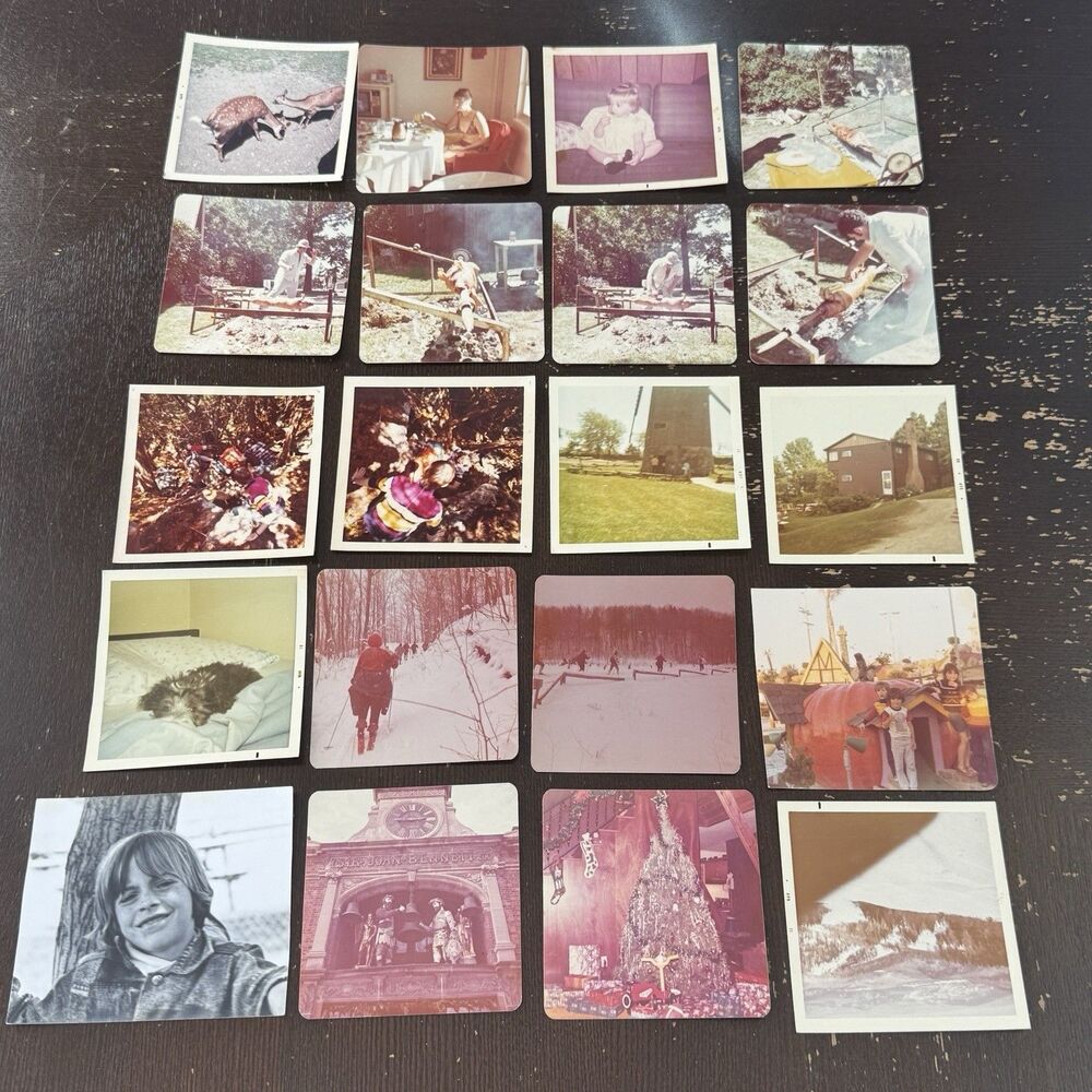 Vintage 1970s Color Photos Lot Of 20 Pig Roast Ski Trip Camping Mini Golf MI CA